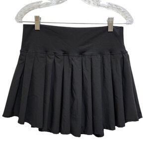 Vogo Athletica Skort Womens Sz L Black Pleated Skirt Shorts Pockets Tennis Golf